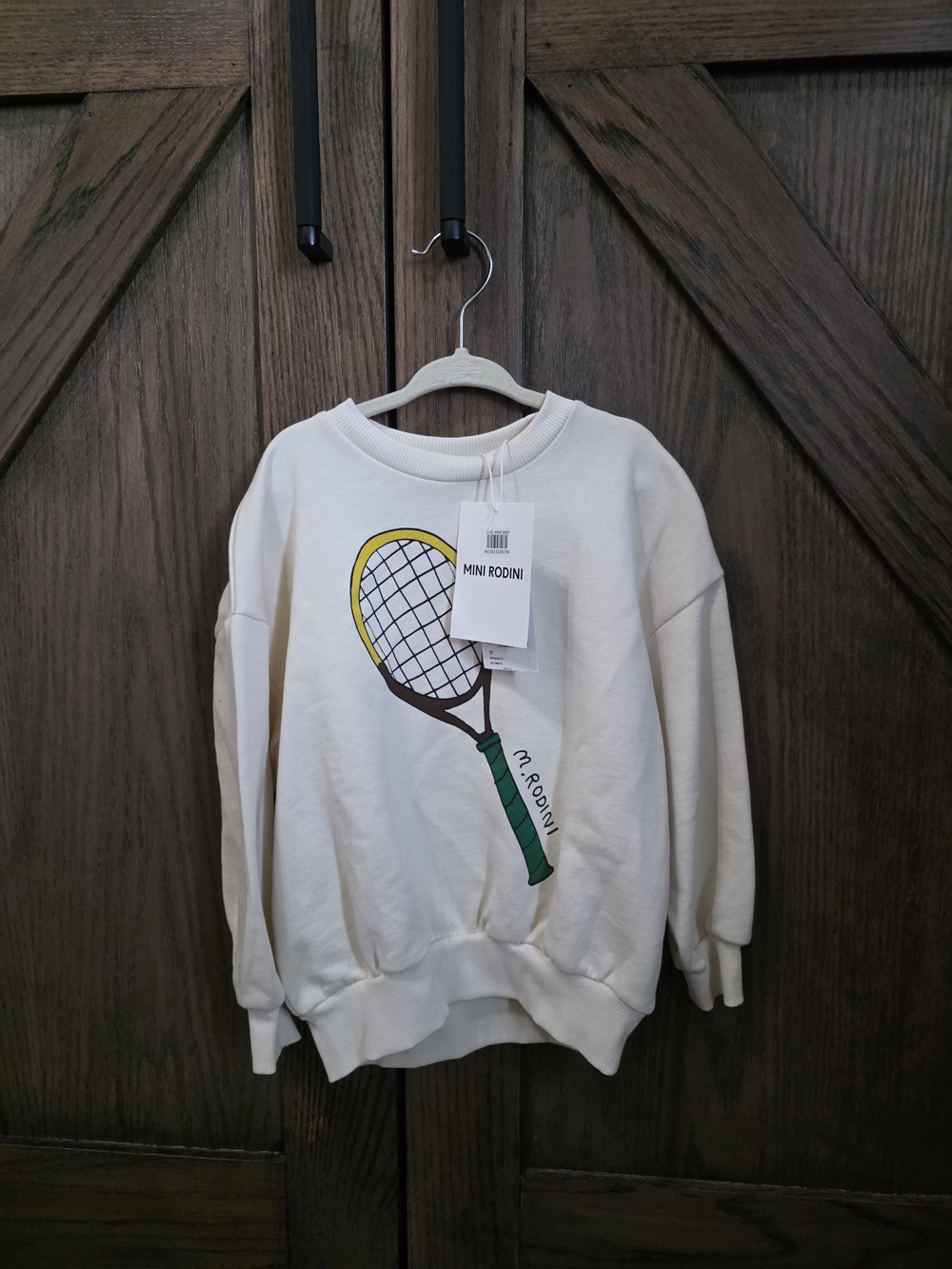 NWT Mini Rodini Cream Tennis Racket Sweatshirt